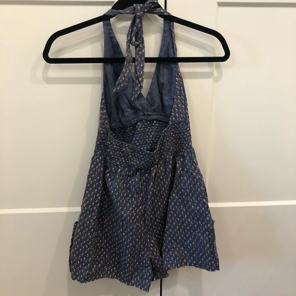 Vintage Halterneck Romper with Roses Size Small - Picture 2 of 5